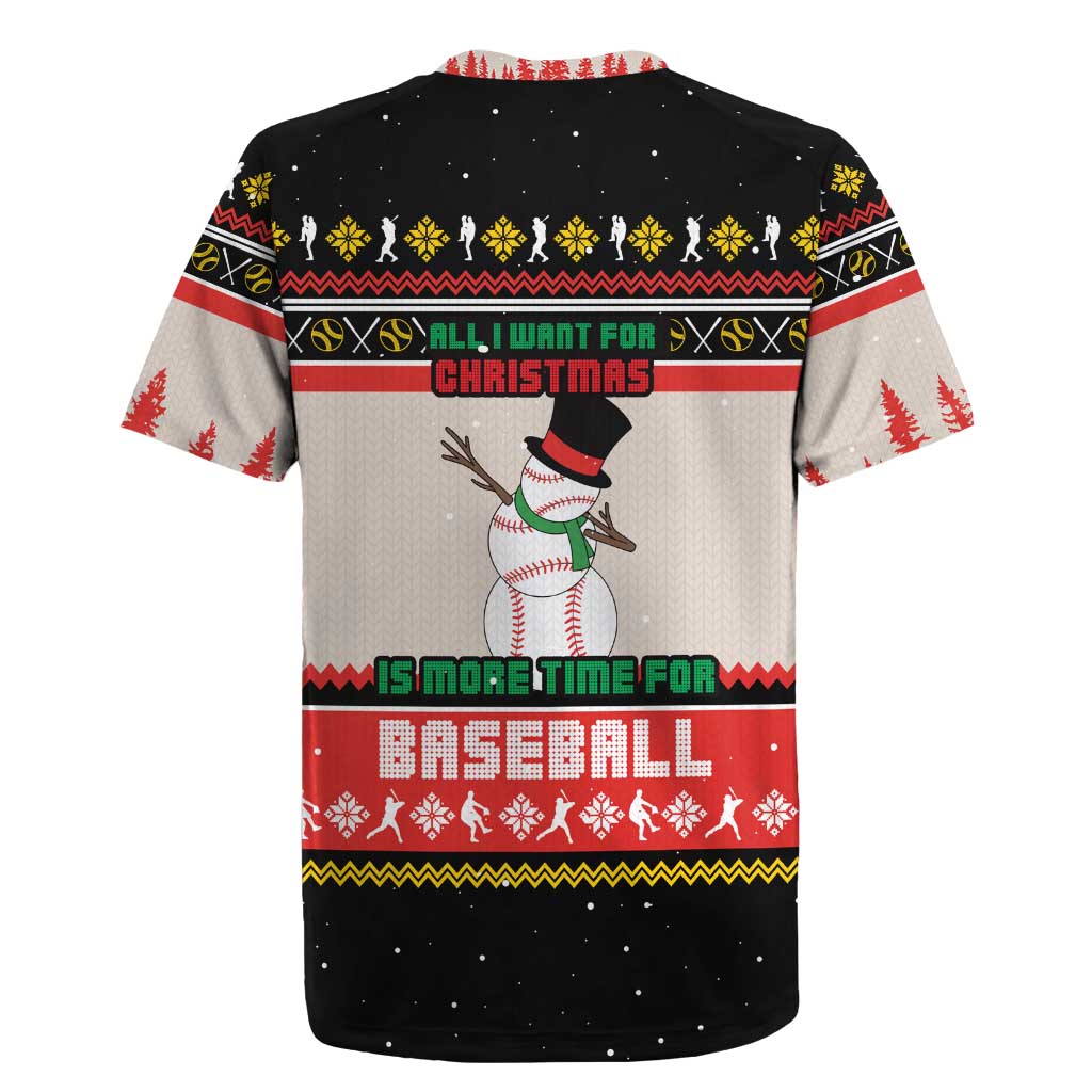 Is More Time for Baseball Design Rugby Jersey with Baseball Snowman All I Want for Christmas - Wonder Print Shop