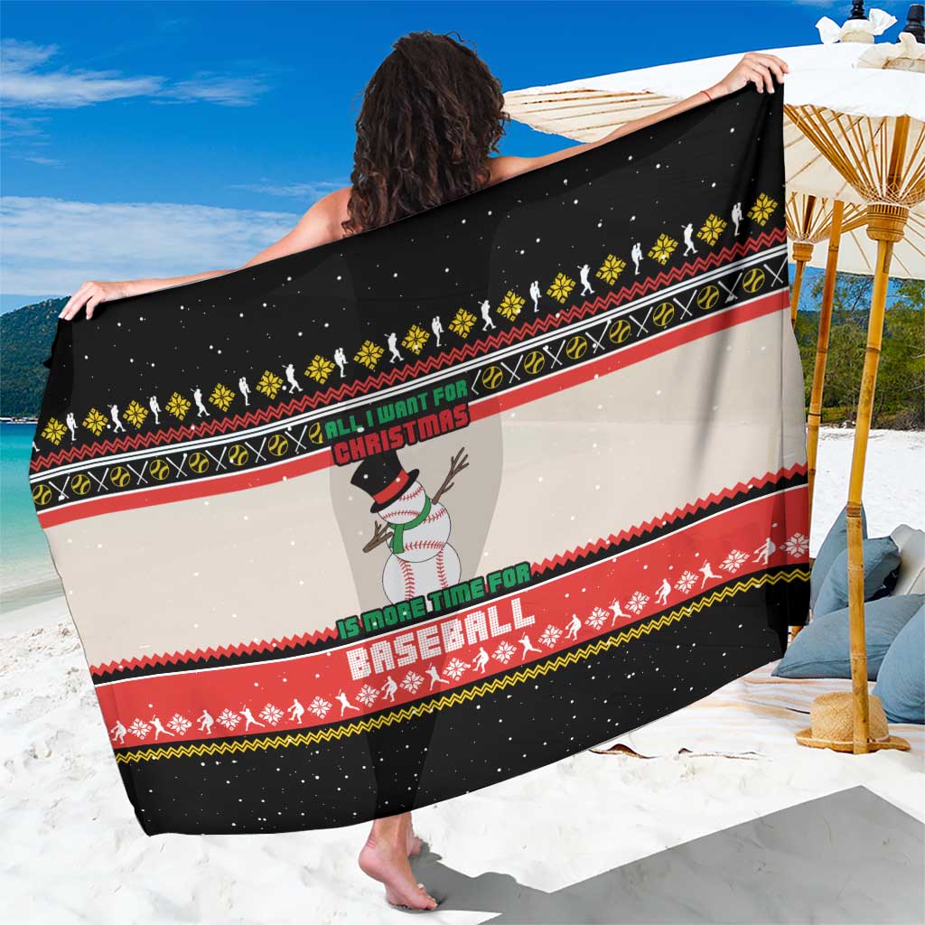 Is More Time for Baseball Design Sarong with Baseball Snowman All I Want for Christmas - Wonder Print Shop