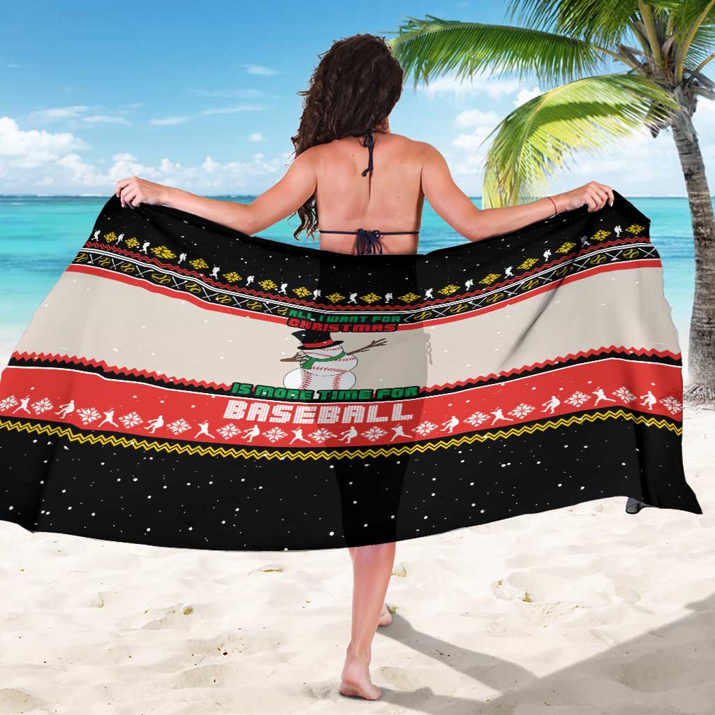 Is More Time for Baseball Design Sarong with Baseball Snowman All I Want for Christmas - Wonder Print Shop
