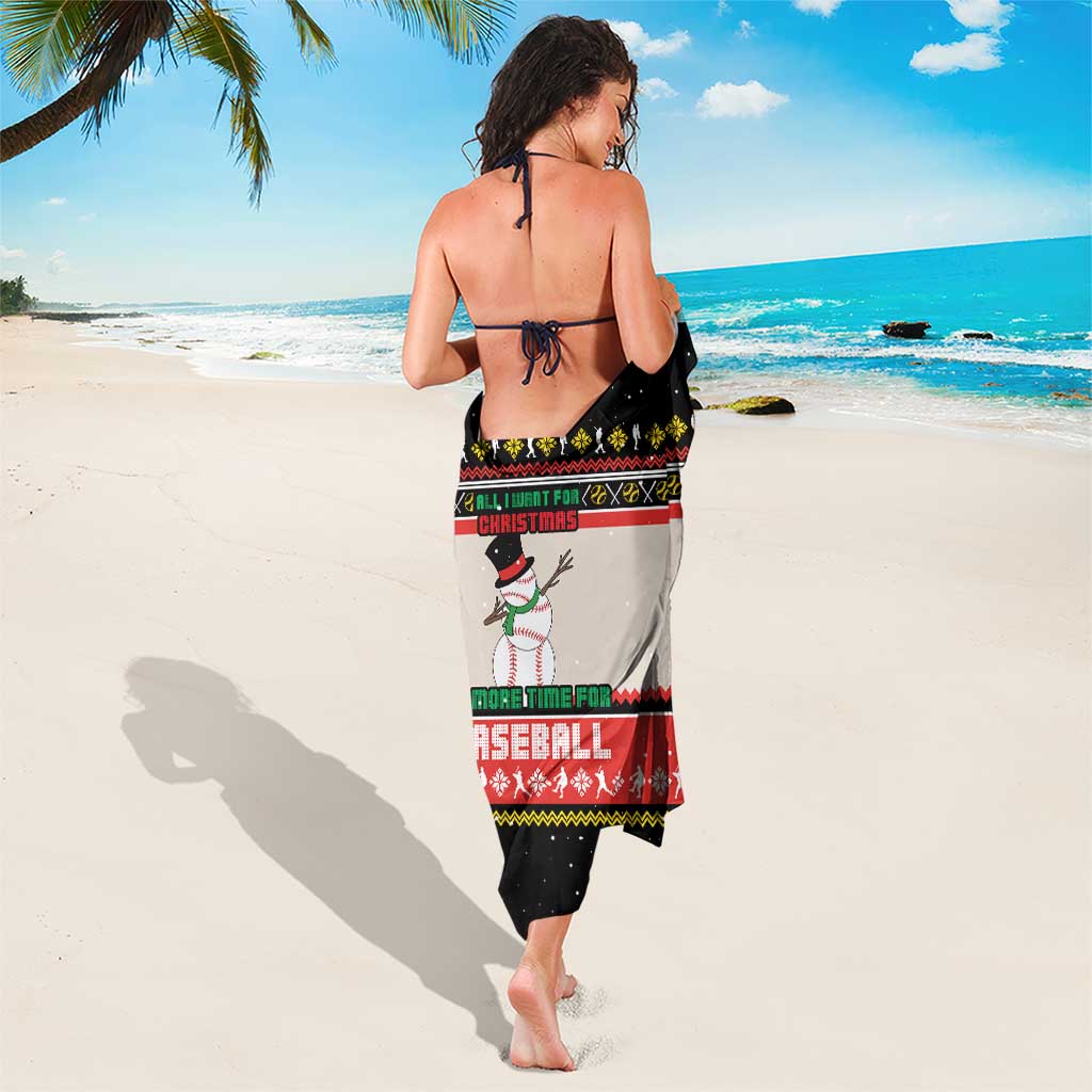 Is More Time for Baseball Design Sarong with Baseball Snowman All I Want for Christmas - Wonder Print Shop