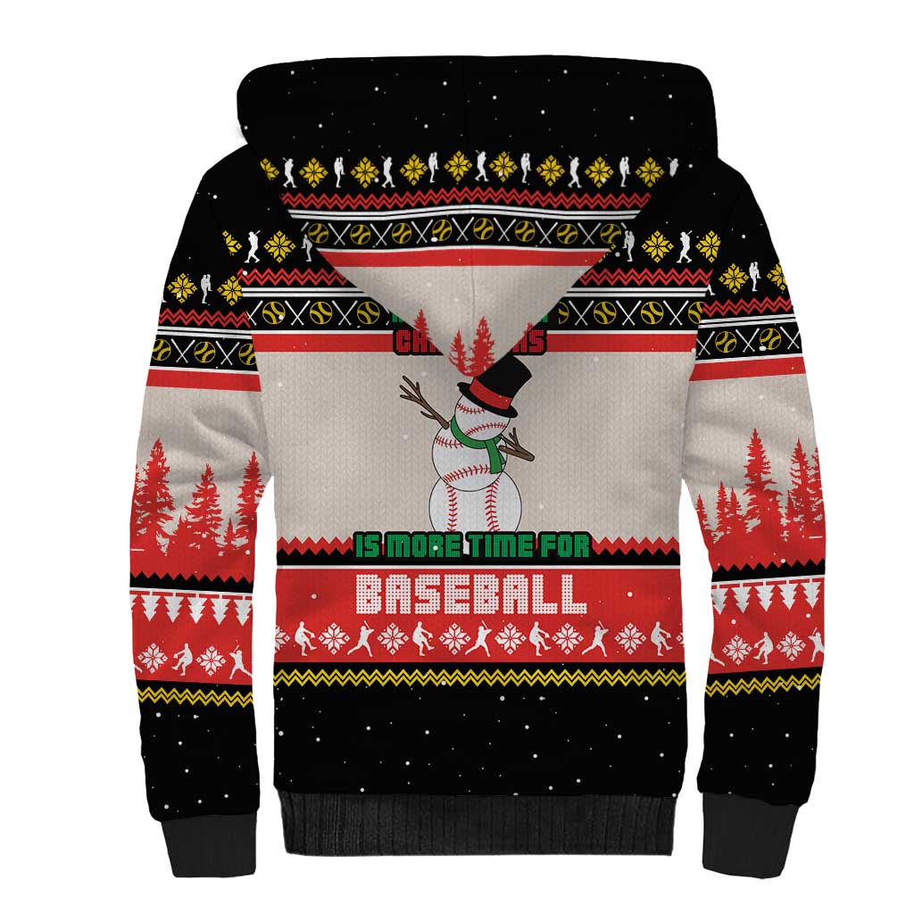 Is More Time for Baseball Design Sherpa Hoodie with Baseball Snowman All I Want for Christmas - Wonder Print Shop