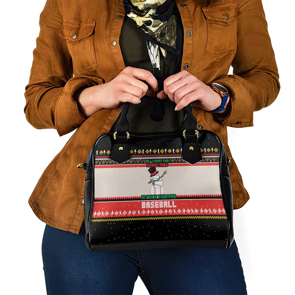 Is More Time for Baseball Design Shoulder Handbag with Baseball Snowman All I Want for Christmas - Wonder Print Shop