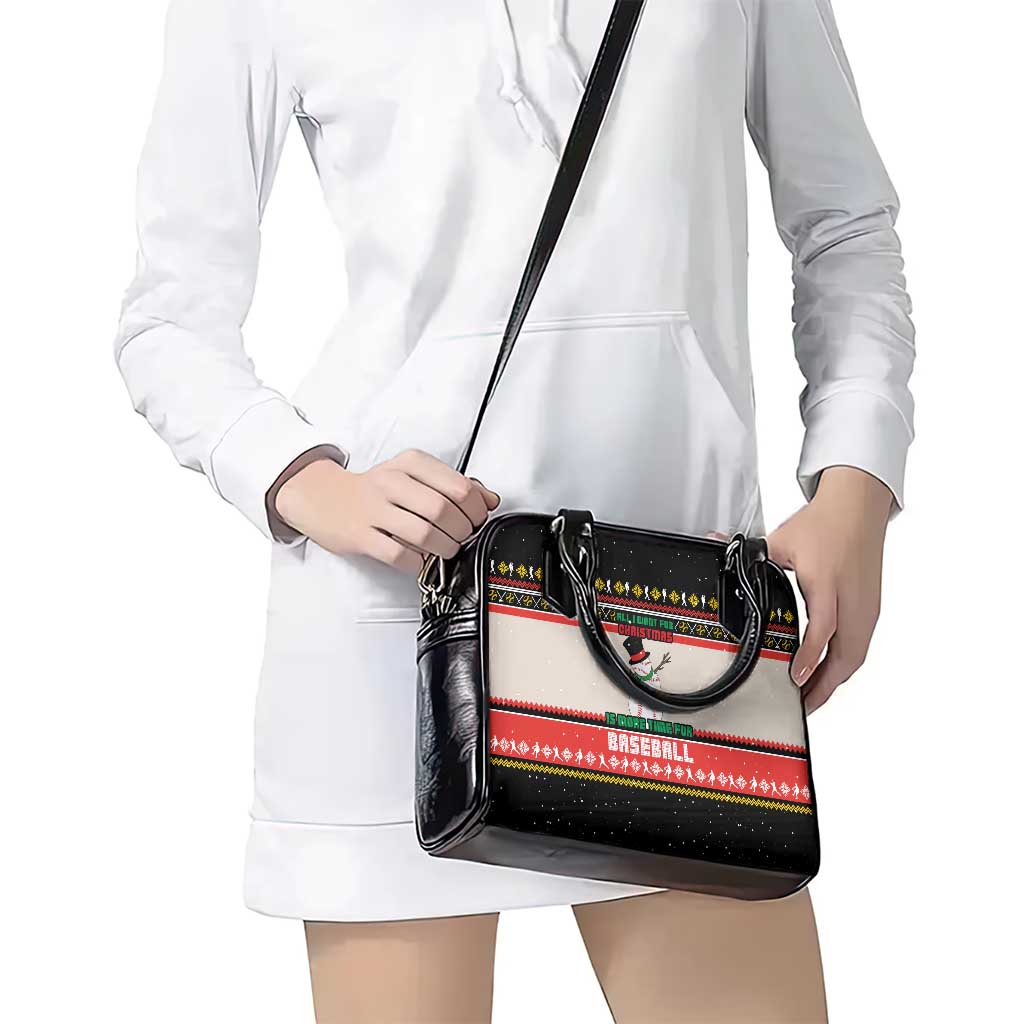 Is More Time for Baseball Design Shoulder Handbag with Baseball Snowman All I Want for Christmas - Wonder Print Shop