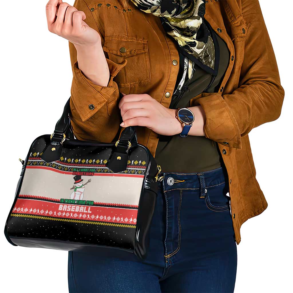 Is More Time for Baseball Design Shoulder Handbag with Baseball Snowman All I Want for Christmas - Wonder Print Shop