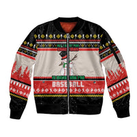 Is More Time for Baseball Design Sleeve Zip Bomber Jacket with Baseball Snowman All I Want for Christmas - Wonder Print Shop