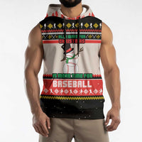 Is More Time for Baseball Design Sleeveless Hoodie with Baseball Snowman All I Want for Christmas - Wonder Print Shop