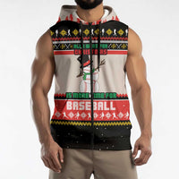 Is More Time for Baseball Design Sleeveless Zip Hoodie with Baseball Snowman All I Want for Christmas - Wonder Print Shop