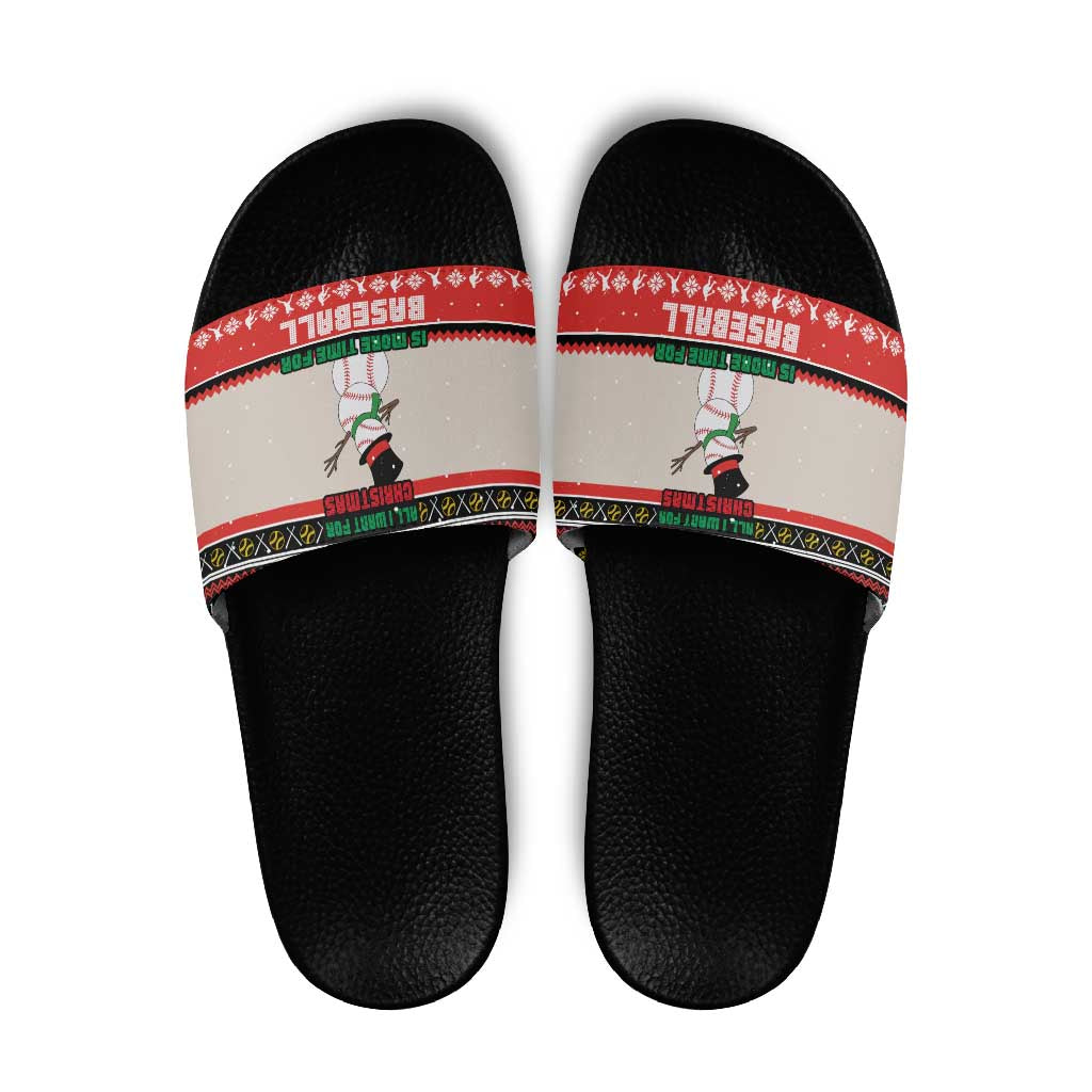 Is More Time for Baseball Design Slide Sandals with Baseball Snowman All I Want for Christmas - Wonder Print Shop