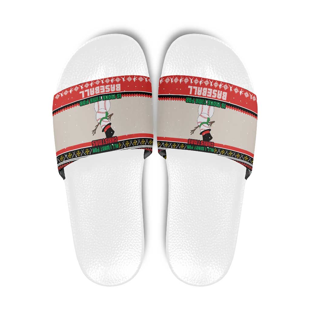 Is More Time for Baseball Design Slide Sandals with Baseball Snowman All I Want for Christmas - Wonder Print Shop