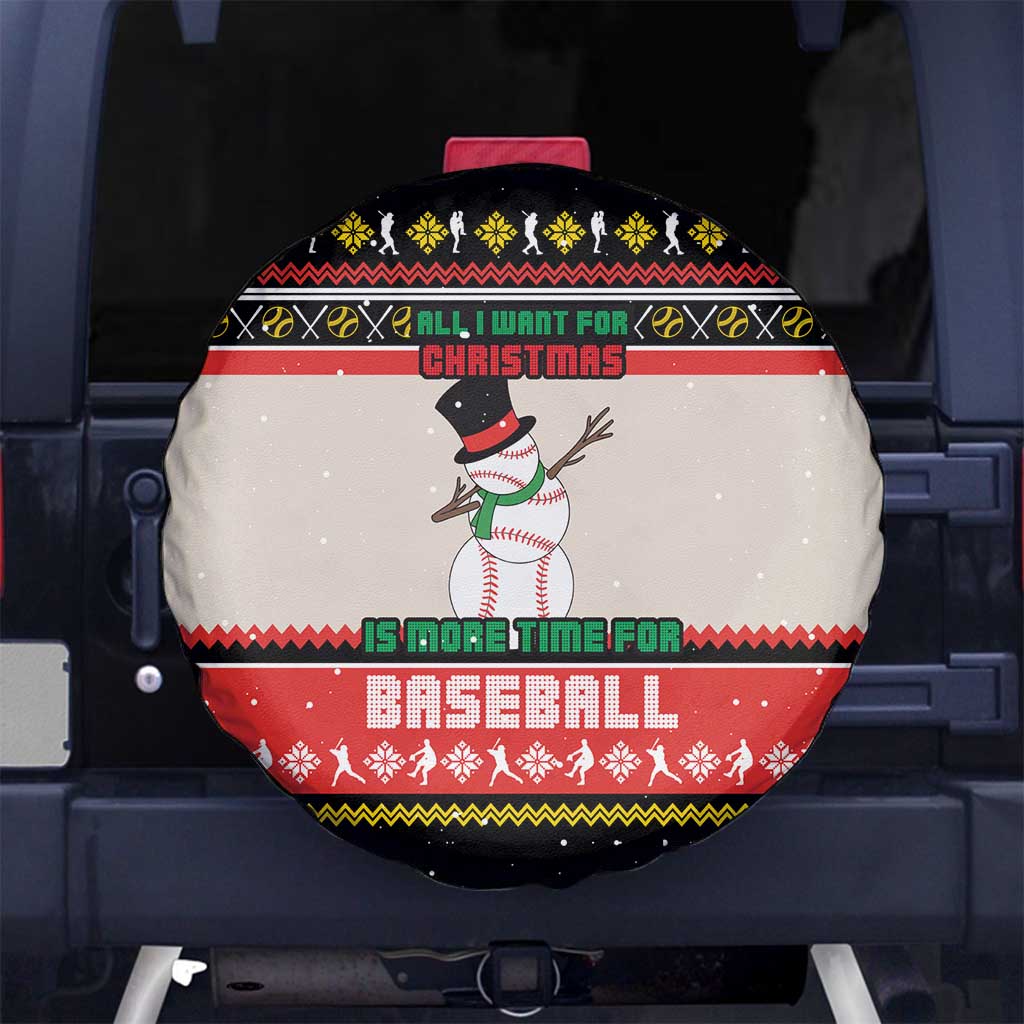 Is More Time for Baseball Design Spare Tire Cover with Baseball Snowman All I Want for Christmas - Wonder Print Shop