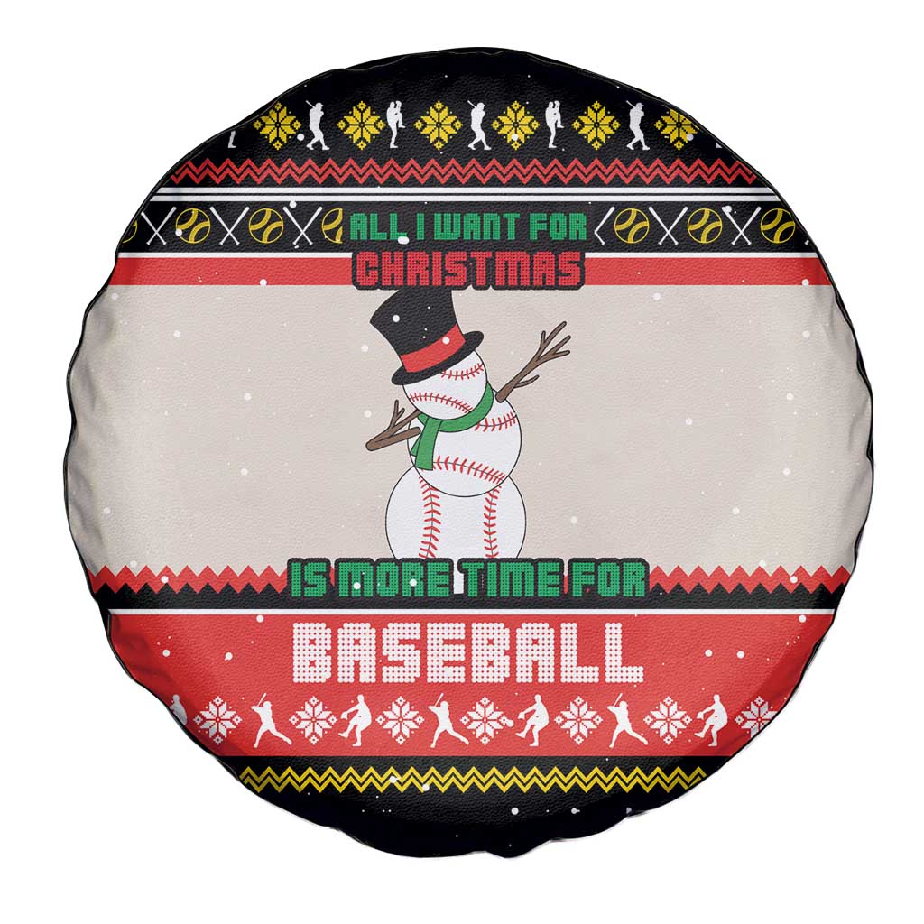 Is More Time for Baseball Design Spare Tire Cover with Baseball Snowman All I Want for Christmas - Wonder Print Shop