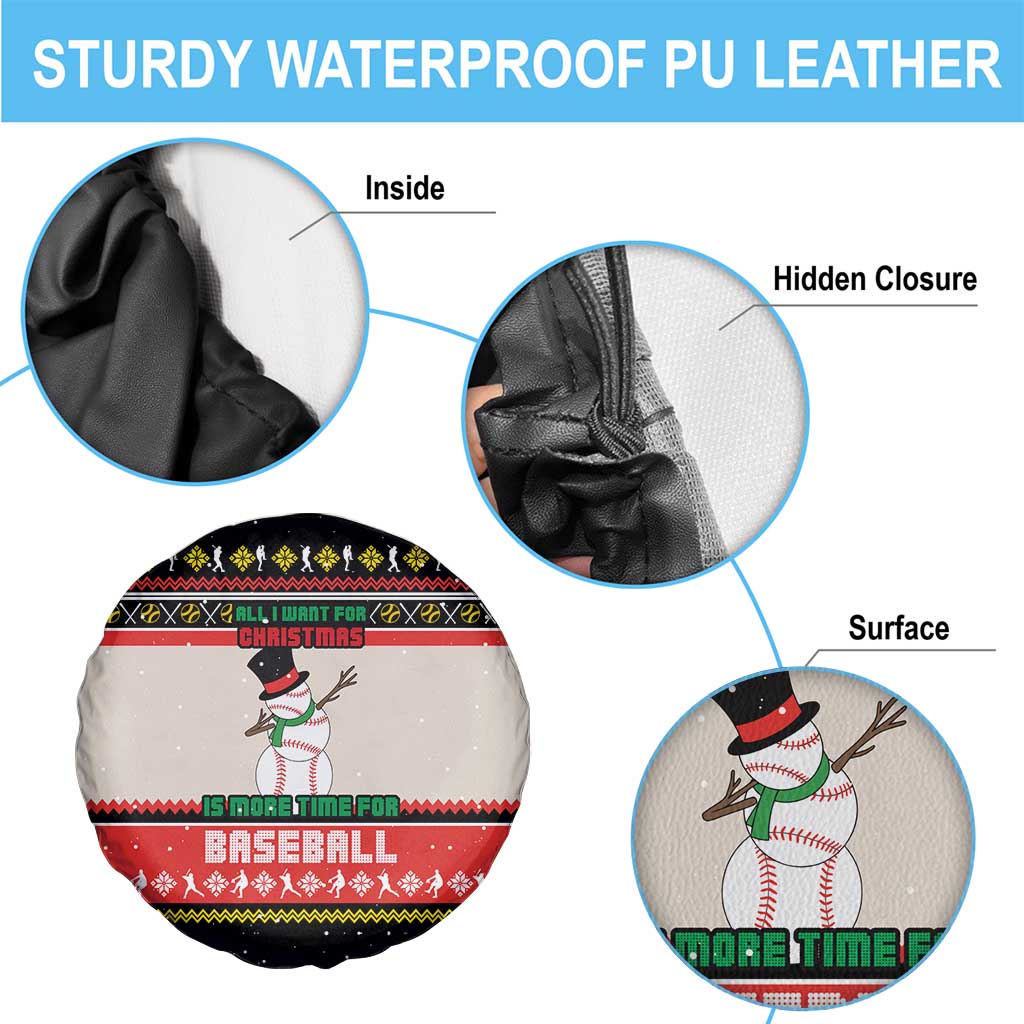 Is More Time for Baseball Design Spare Tire Cover with Baseball Snowman All I Want for Christmas - Wonder Print Shop