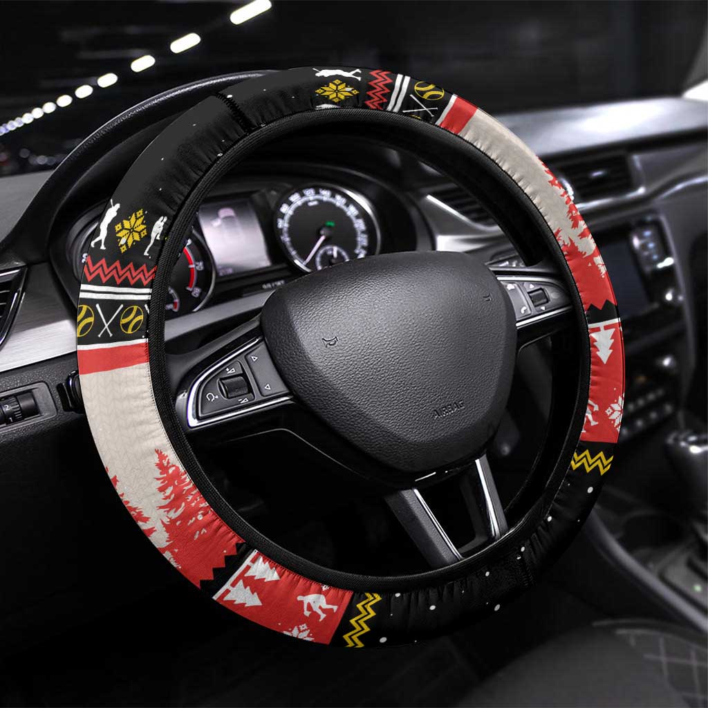 Is More Time for Baseball Design Steering Wheel Cover with Baseball Snowman All I Want for Christmas - Wonder Print Shop