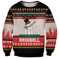Is More Time for Baseball Design Sweatshirt with Baseball Snowman All I Want for Christmas - Wonder Print Shop
