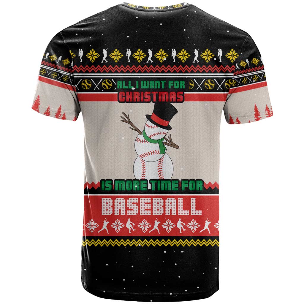 Is More Time for Baseball Design T Shirt with Baseball Snowman All I Want for Christmas - Wonder Print Shop