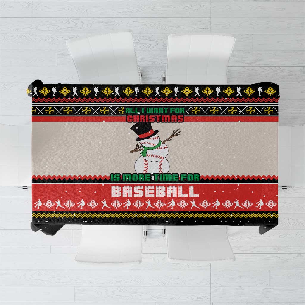 Is More Time for Baseball Design Tablecloth with Baseball Snowman All I Want for Christmas - Wonder Print Shop