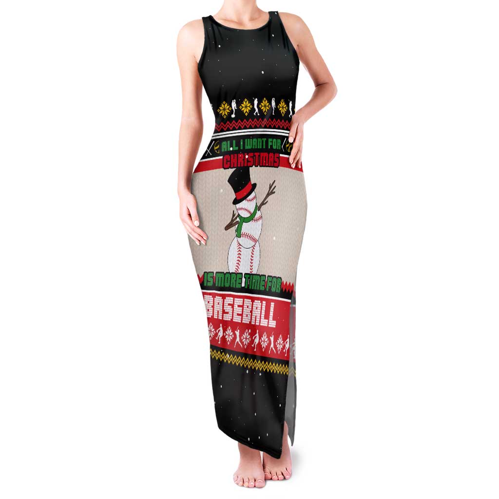 Is More Time for Baseball Design Tank Maxi Dress with Baseball Snowman All I Want for Christmas - Wonder Print Shop