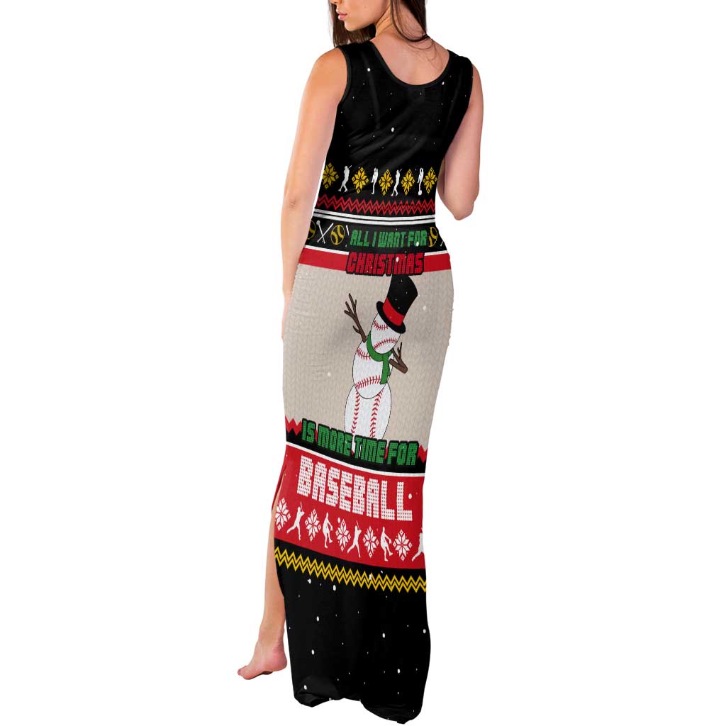 Is More Time for Baseball Design Tank Maxi Dress with Baseball Snowman All I Want for Christmas - Wonder Print Shop