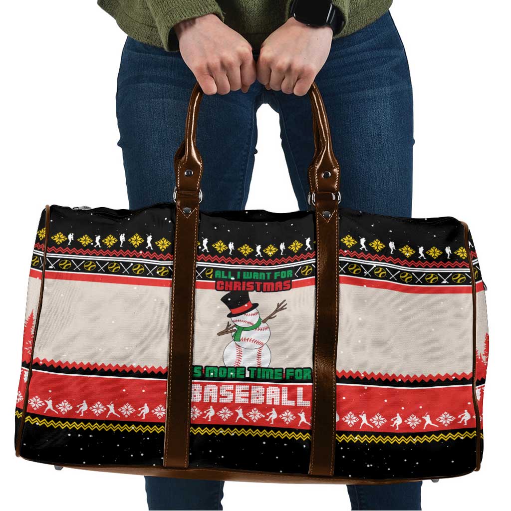 Is More Time for Baseball Design Travel Bag with Baseball Snowman All I Want for Christmas - Wonder Print Shop