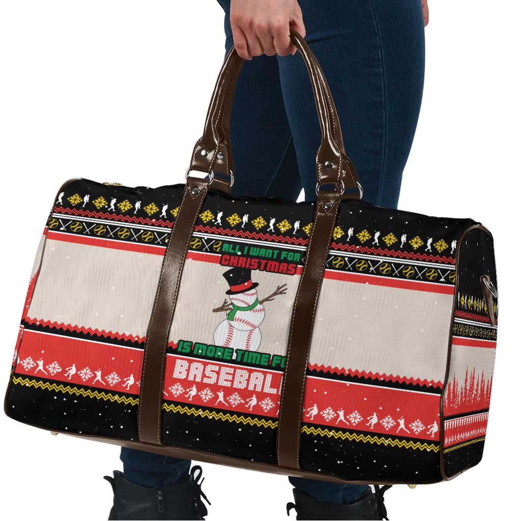 Is More Time for Baseball Design Travel Bag with Baseball Snowman All I Want for Christmas - Wonder Print Shop