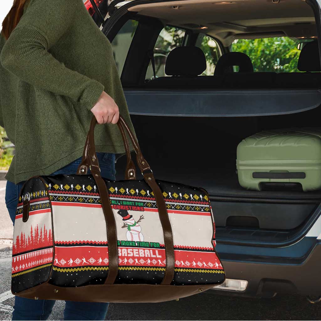 Is More Time for Baseball Design Travel Bag with Baseball Snowman All I Want for Christmas - Wonder Print Shop