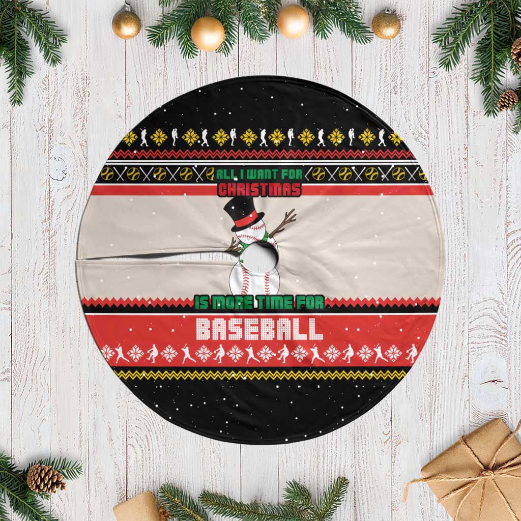 Is More Time for Baseball Design Tree Skirt with Baseball Snowman All I Want for Christmas - Wonder Print Shop