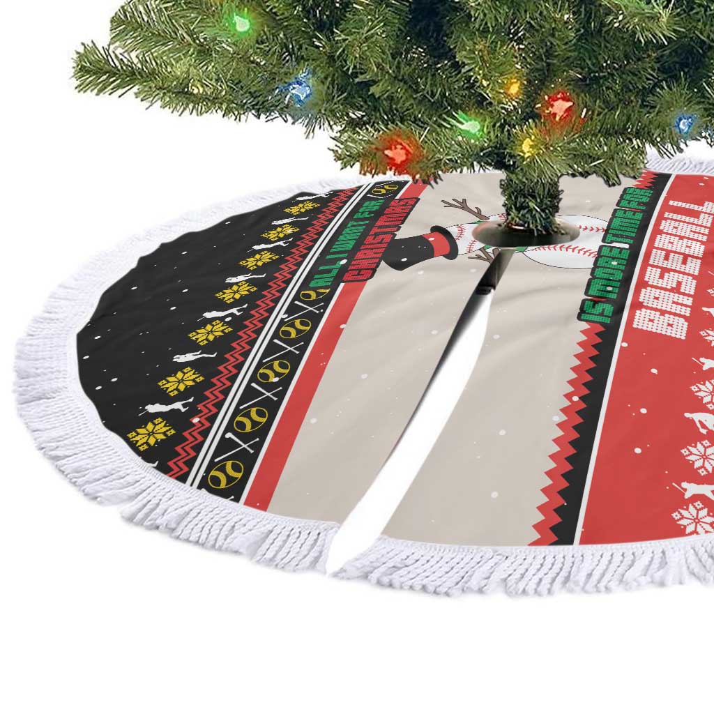 Is More Time for Baseball Design Tree Skirt with Baseball Snowman All I Want for Christmas - Wonder Print Shop