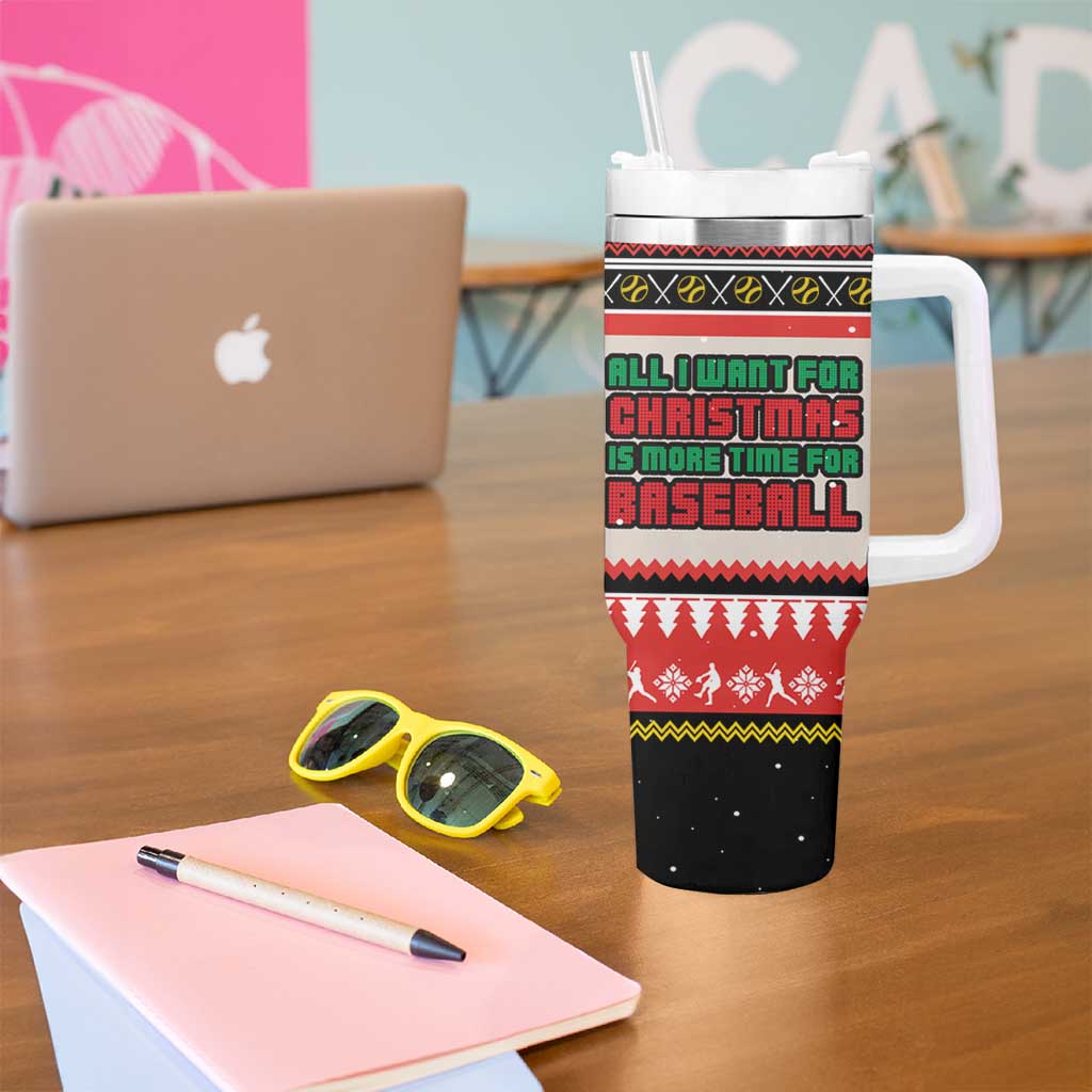 Is More Time for Baseball Design Tumbler With Handle with Baseball Snowman All I Want for Christmas - Wonder Print Shop