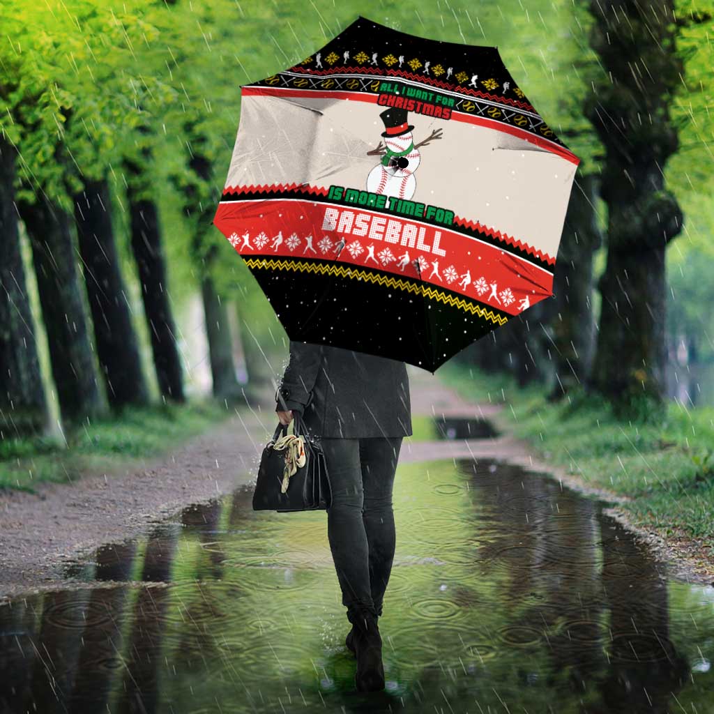 Is More Time for Baseball Design Umbrella with Baseball Snowman All I Want for Christmas - Wonder Print Shop