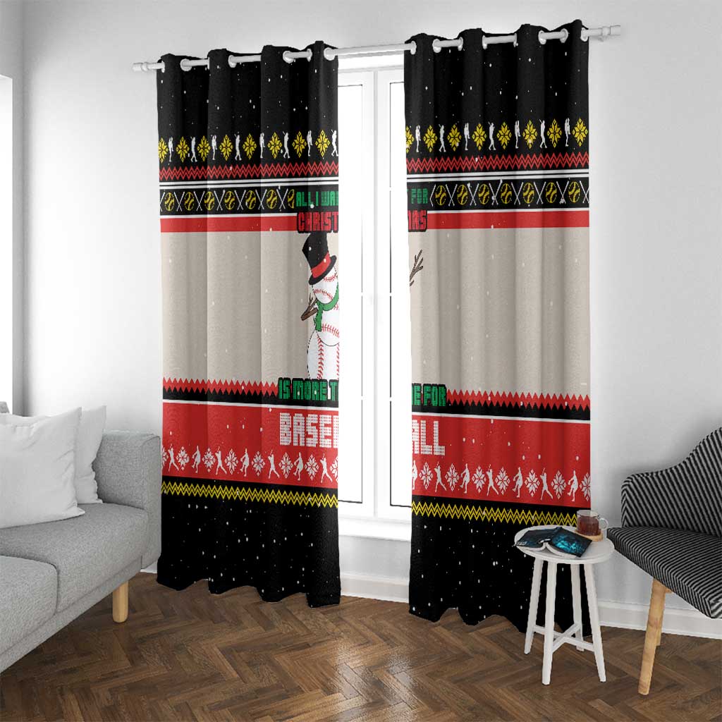 Is More Time for Baseball Design Window Curtain with Baseball Snowman All I Want for Christmas - Wonder Print Shop