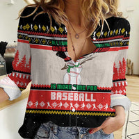 Is More Time for Baseball Design Women Casual Shirt with Baseball Snowman All I Want for Christmas - Wonder Print Shop