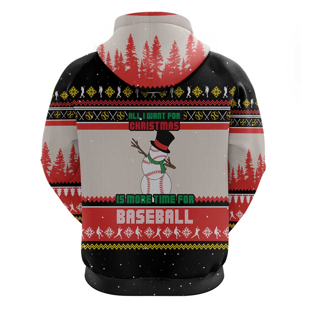 Is More Time for Baseball Design Zip Hoodie with Baseball Snowman All I Want for Christmas - Wonder Print Shop
