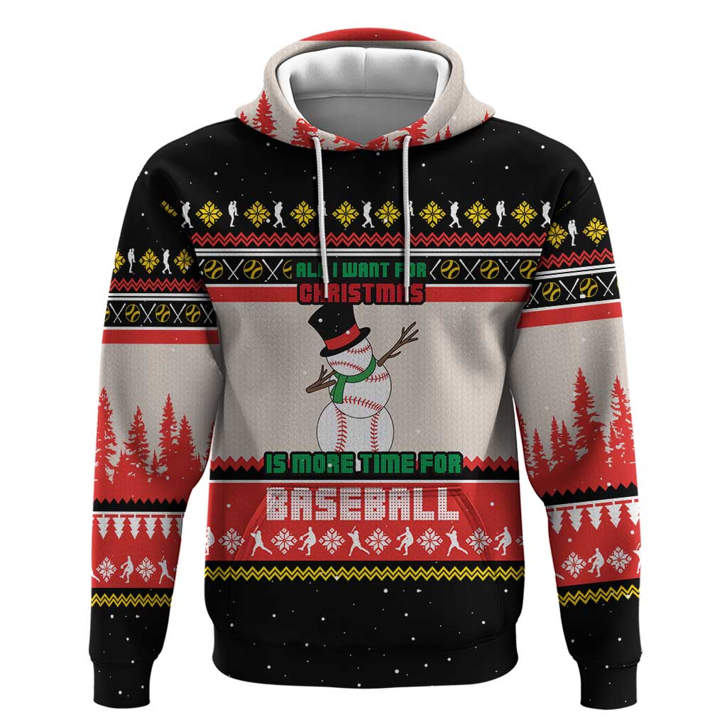Is More Time for Baseball Design Zip Hoodie with Baseball Snowman All I Want for Christmas - Wonder Print Shop