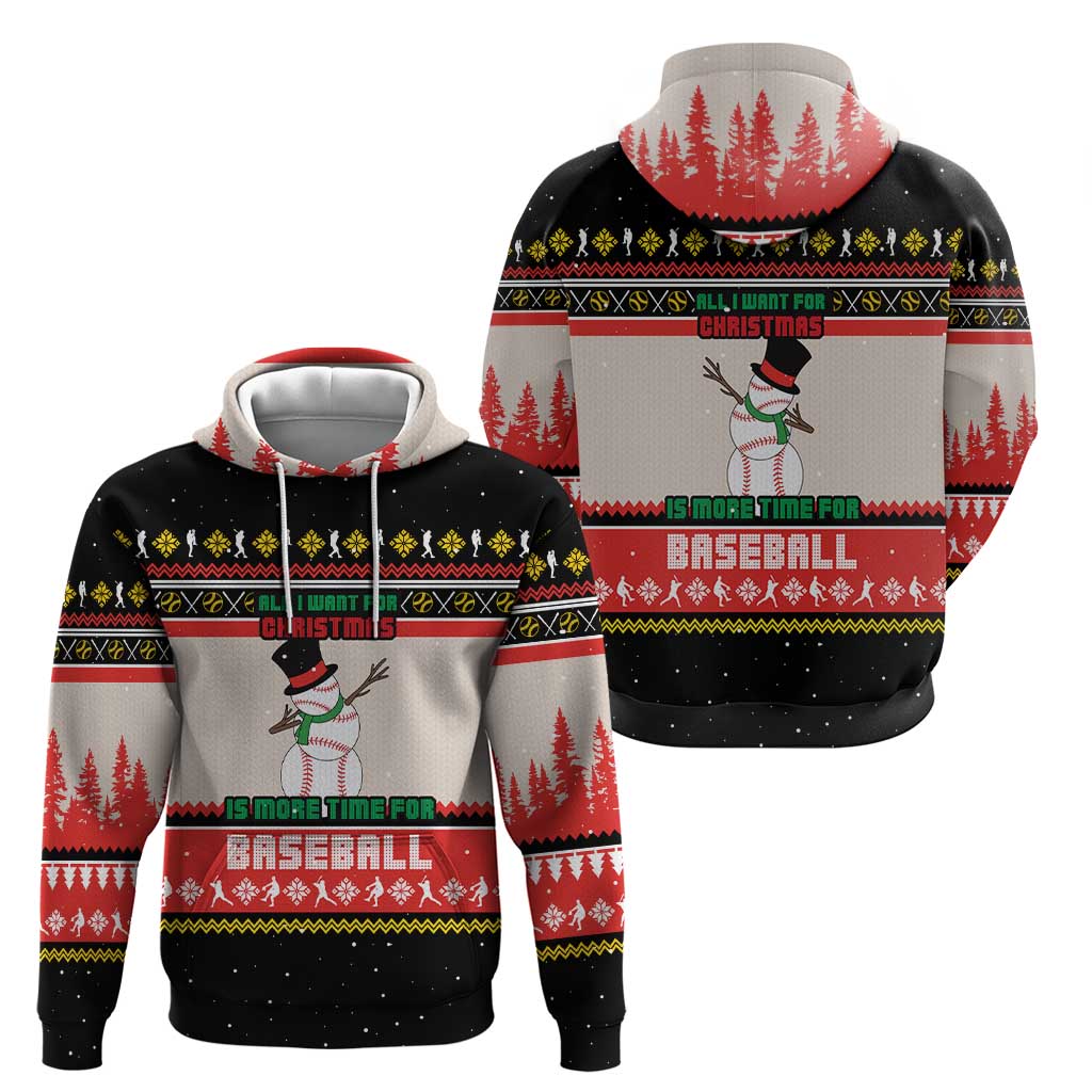 Is More Time for Baseball Design Zip Hoodie with Baseball Snowman All I Want for Christmas - Wonder Print Shop