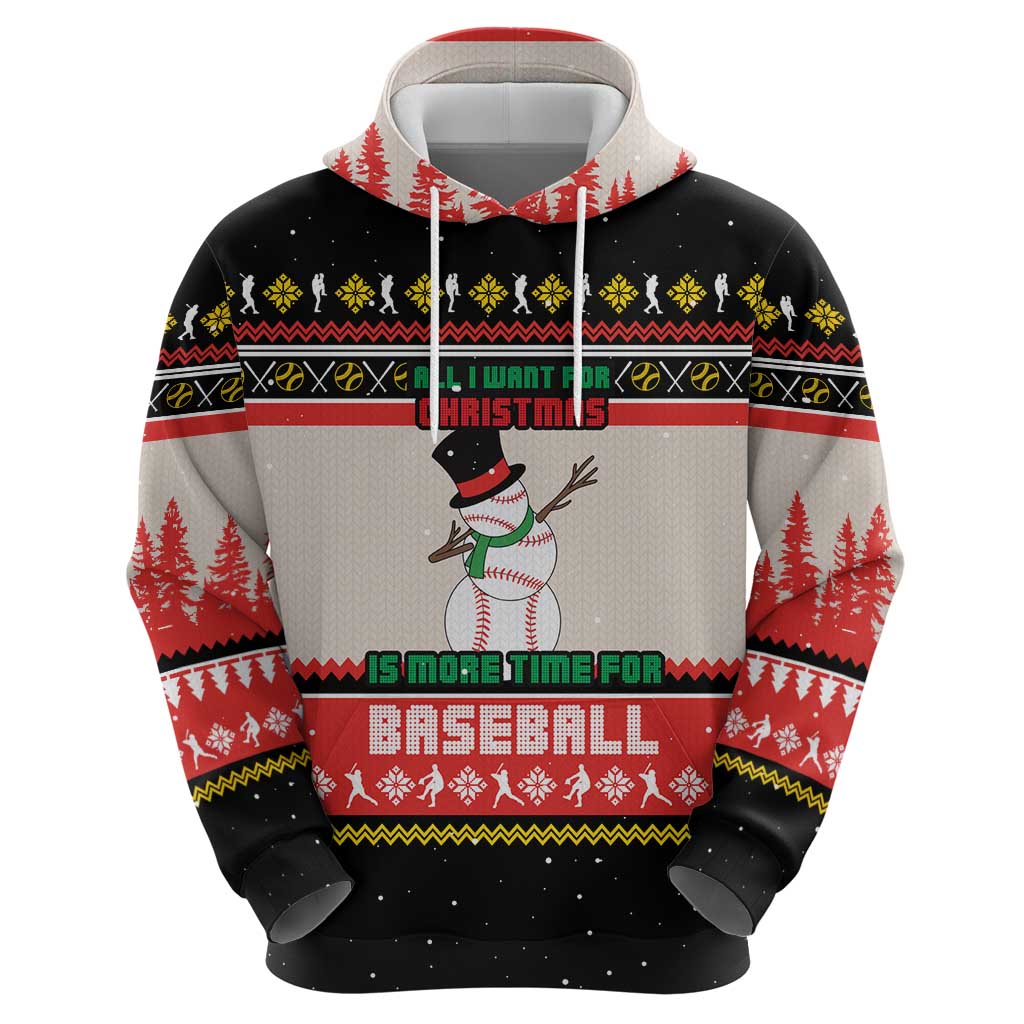 Is More Time for Baseball Design Zip Hoodie with Baseball Snowman All I Want for Christmas - Wonder Print Shop