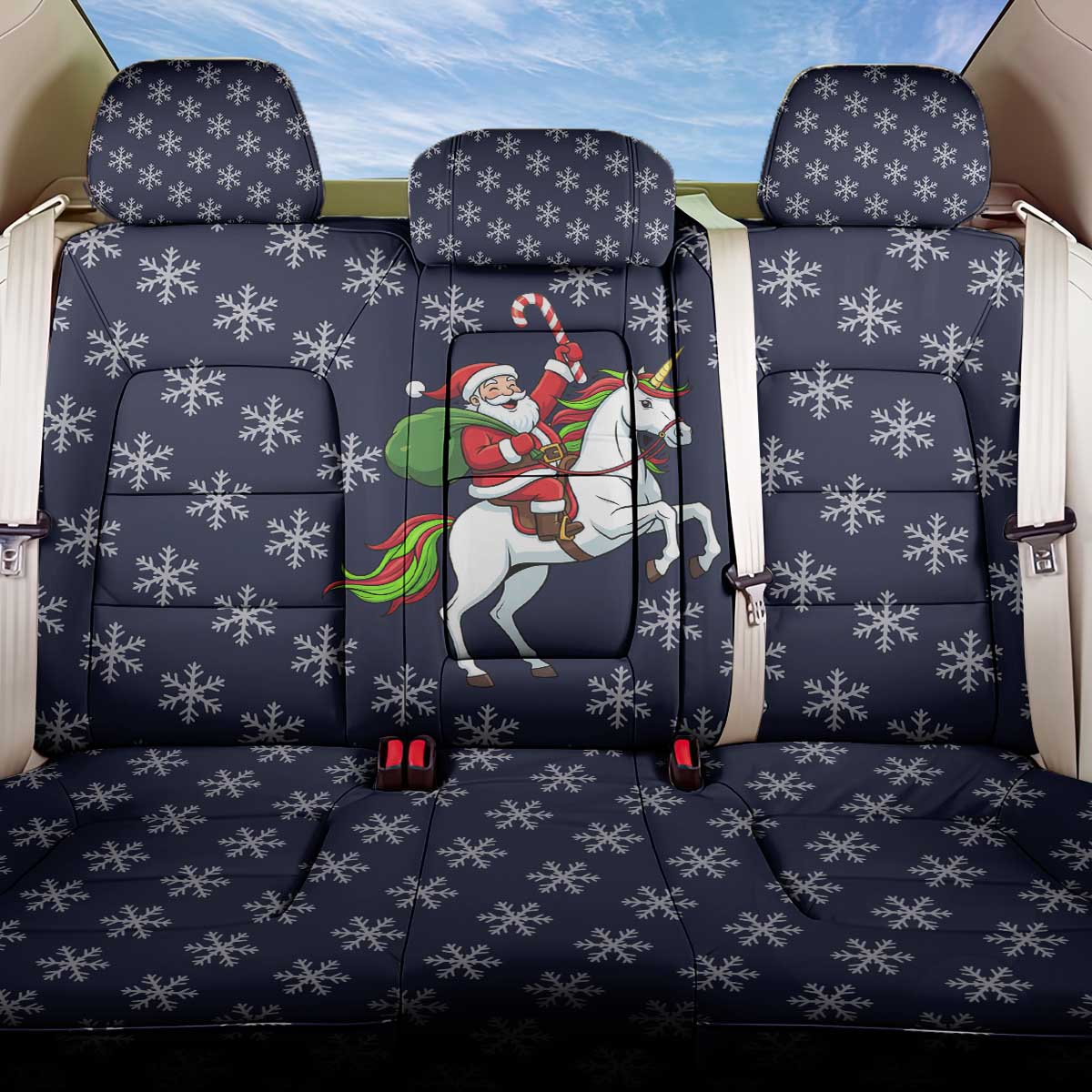 Horse And Santa Claus Christmas Christmas Back Car Seat Cover Xmas Holiday Patterns - Wonder Print Shop