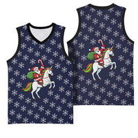 Horse And Santa Claus Christmas Christmas Basketball Jersey Xmas Holiday Patterns - Wonder Print Shop