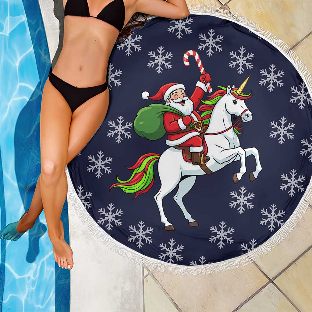 Horse And Santa Claus Christmas Christmas Beach Blanket Xmas Holiday Patterns - Wonder Print Shop
