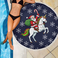 Horse And Santa Claus Christmas Christmas Beach Blanket Xmas Holiday Patterns - Wonder Print Shop