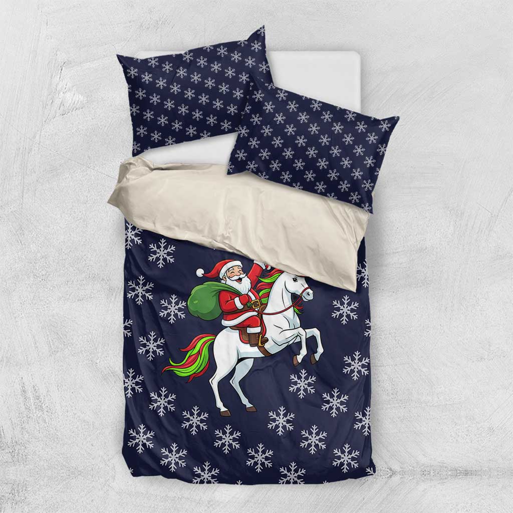Horse And Santa Claus Christmas Christmas Bedding Set Xmas Holiday Patterns - Wonder Print Shop