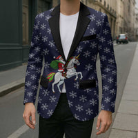 Horse And Santa Claus Christmas Christmas Blazer Xmas Holiday Patterns - Wonder Print Shop