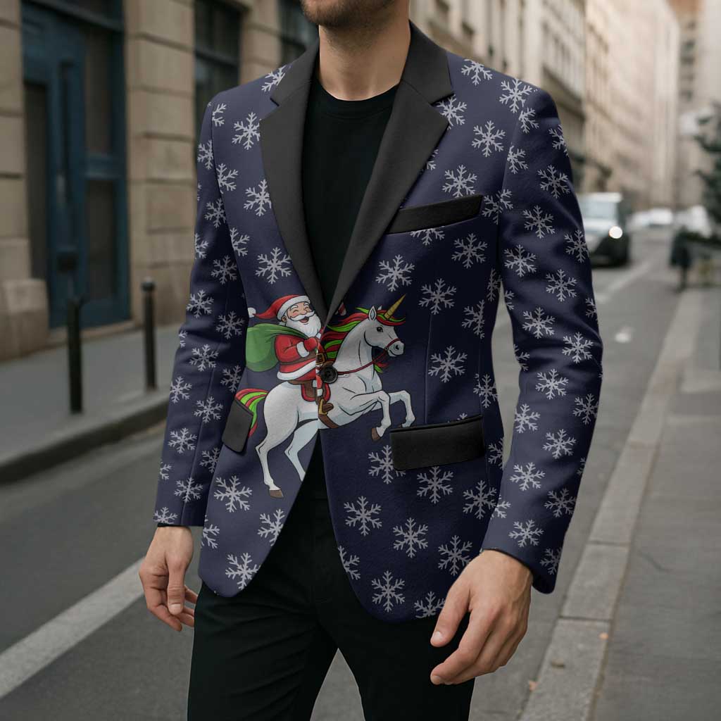 Horse And Santa Claus Christmas Christmas Blazer Xmas Holiday Patterns - Wonder Print Shop