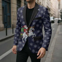 Horse And Santa Claus Christmas Christmas Blazer Xmas Holiday Patterns - Wonder Print Shop