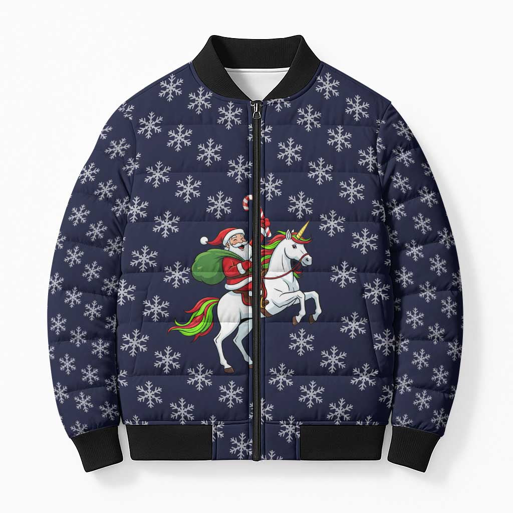 Horse And Santa Claus Christmas Christmas Bomber Puffer Jacket Xmas Holiday Patterns - Wonder Print Shop