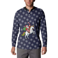 Horse And Santa Claus Christmas Christmas Button Sweatshirt Xmas Holiday Patterns - Wonder Print Shop