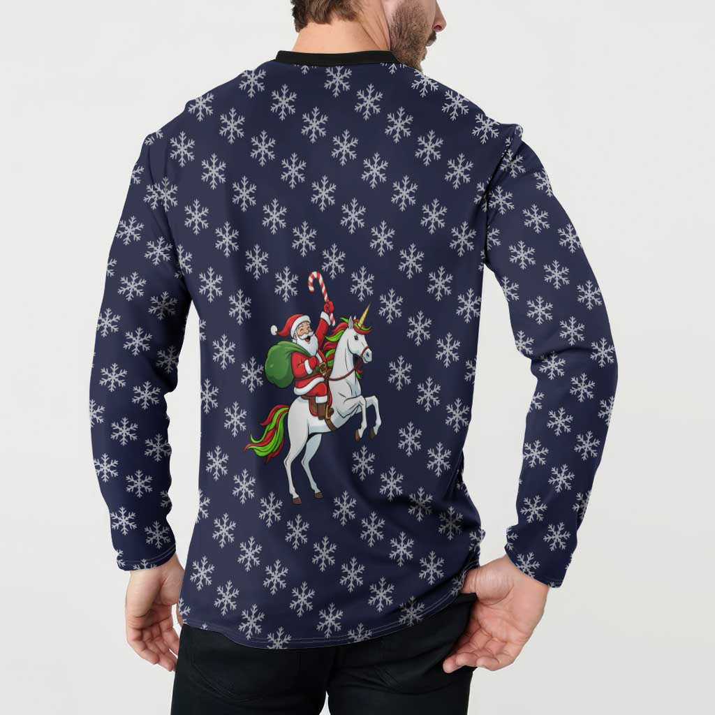 Horse And Santa Claus Christmas Christmas Button Sweatshirt Xmas Holiday Patterns - Wonder Print Shop