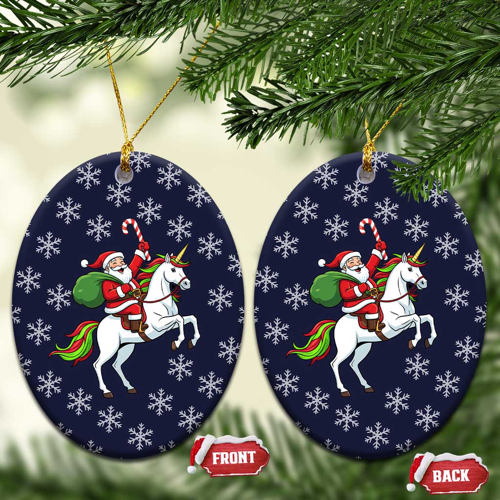 Horse And Santa Claus Christmas Ceramic Ornament Xmas Holiday Patterns - Wonder Print Shop