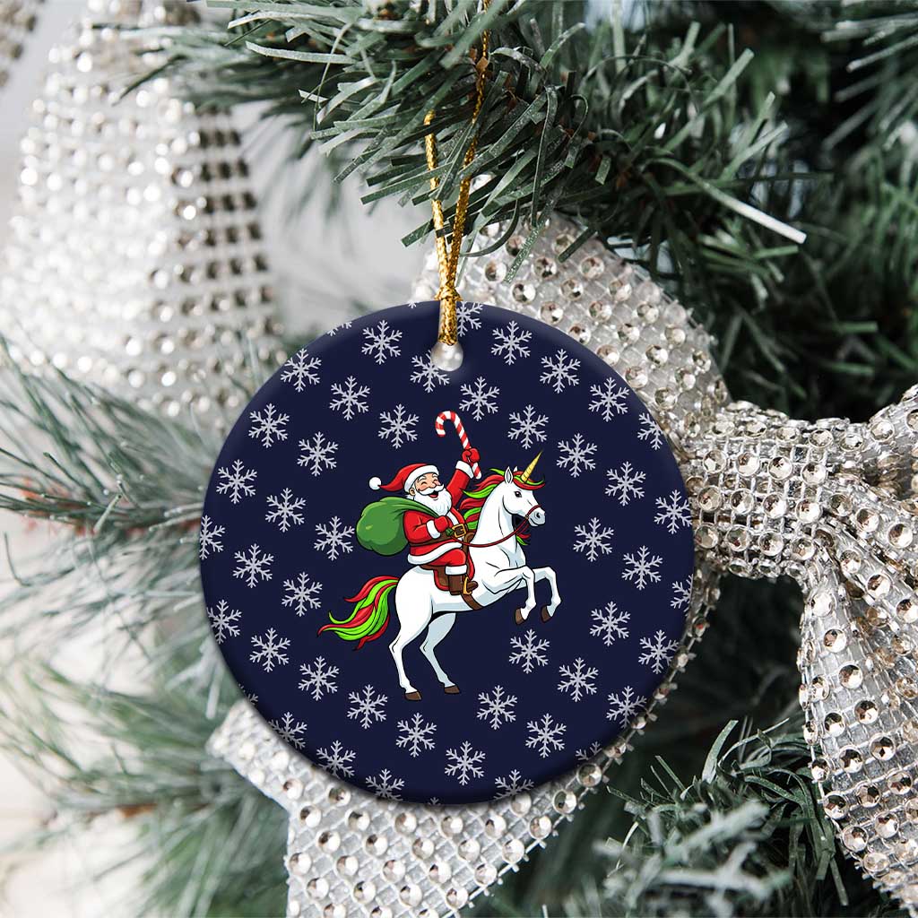 Horse And Santa Claus Christmas Ceramic Ornament Xmas Holiday Patterns - Wonder Print Shop
