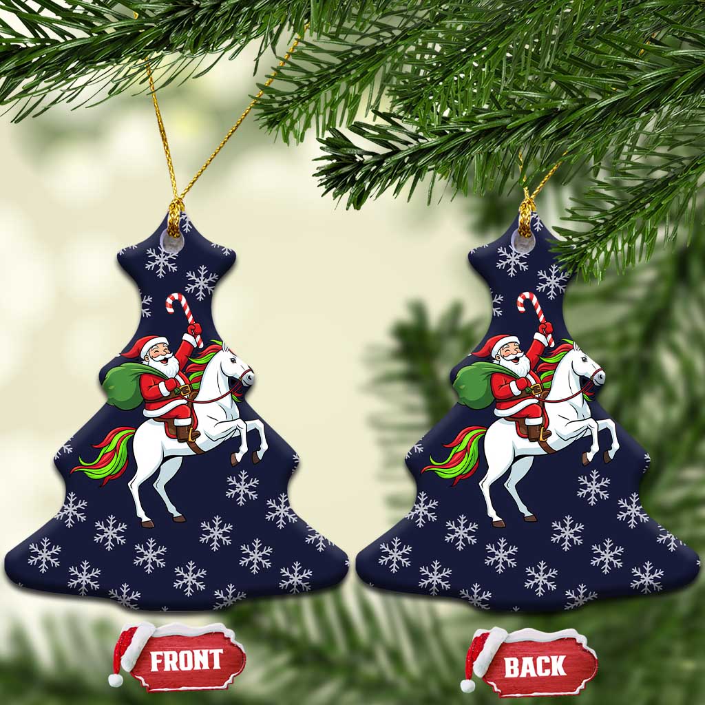 Horse And Santa Claus Christmas Ceramic Ornament Xmas Holiday Patterns - Wonder Print Shop