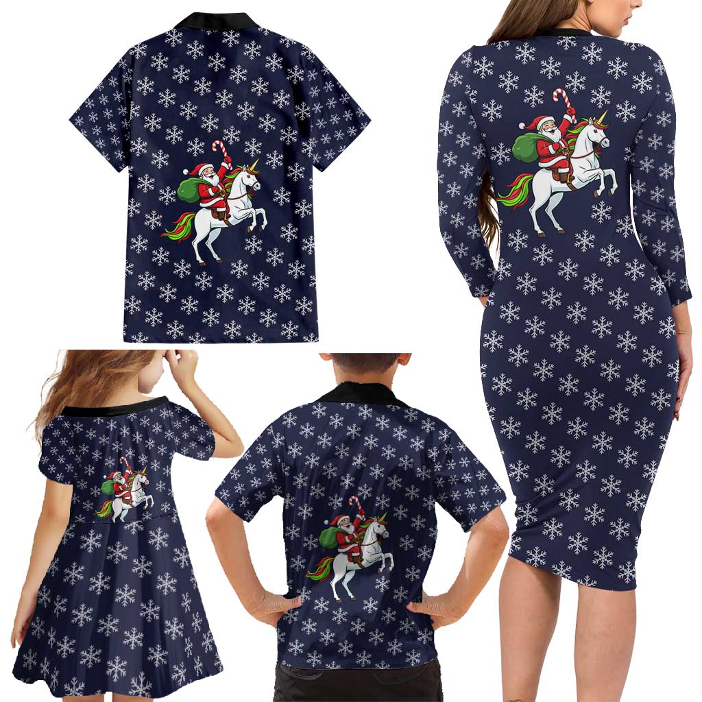 Horse And Santa Claus Christmas Christmas Family Matching Long Sleeve Bodycon Dress and Hawaiian Shirt Xmas Holiday Patterns - Wonder Print Shop